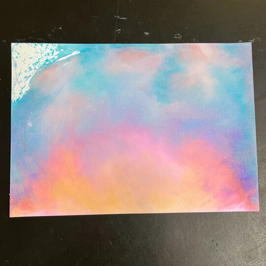 Sunset colours formed by created using foil transfer technique
